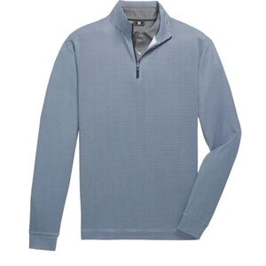 FootJoy FJ Mens 1/4 Zip Long Sleeve Golf Pullover Houndstooth Blue Large